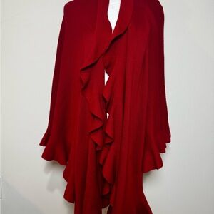 Coldwater Creek Vibrant Red Ruffle Poncho